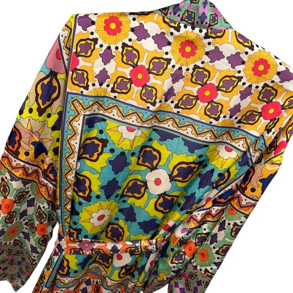 Zara SPECTACULAR vibrant colors mixed print kimono sleeve robe XS - Picture 4 of 6